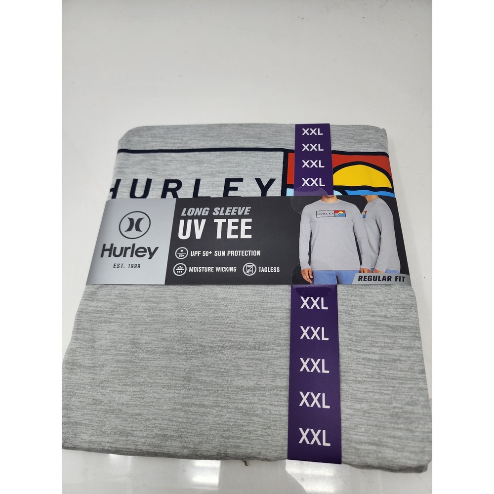 Hurley Mens Long Sleeve UV Tee Grey Polyester Blend Athletic Size XXL